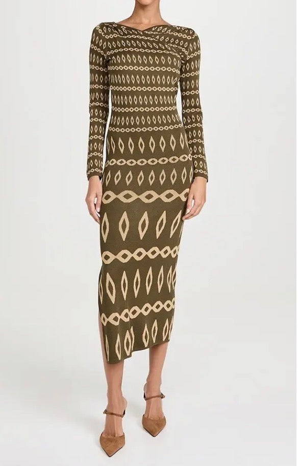 MISA Lainey Dress - Olive Geo Stripe
