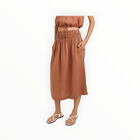 Bella Dahl Smocked Waist Gathered Skirt - Coastal Brown