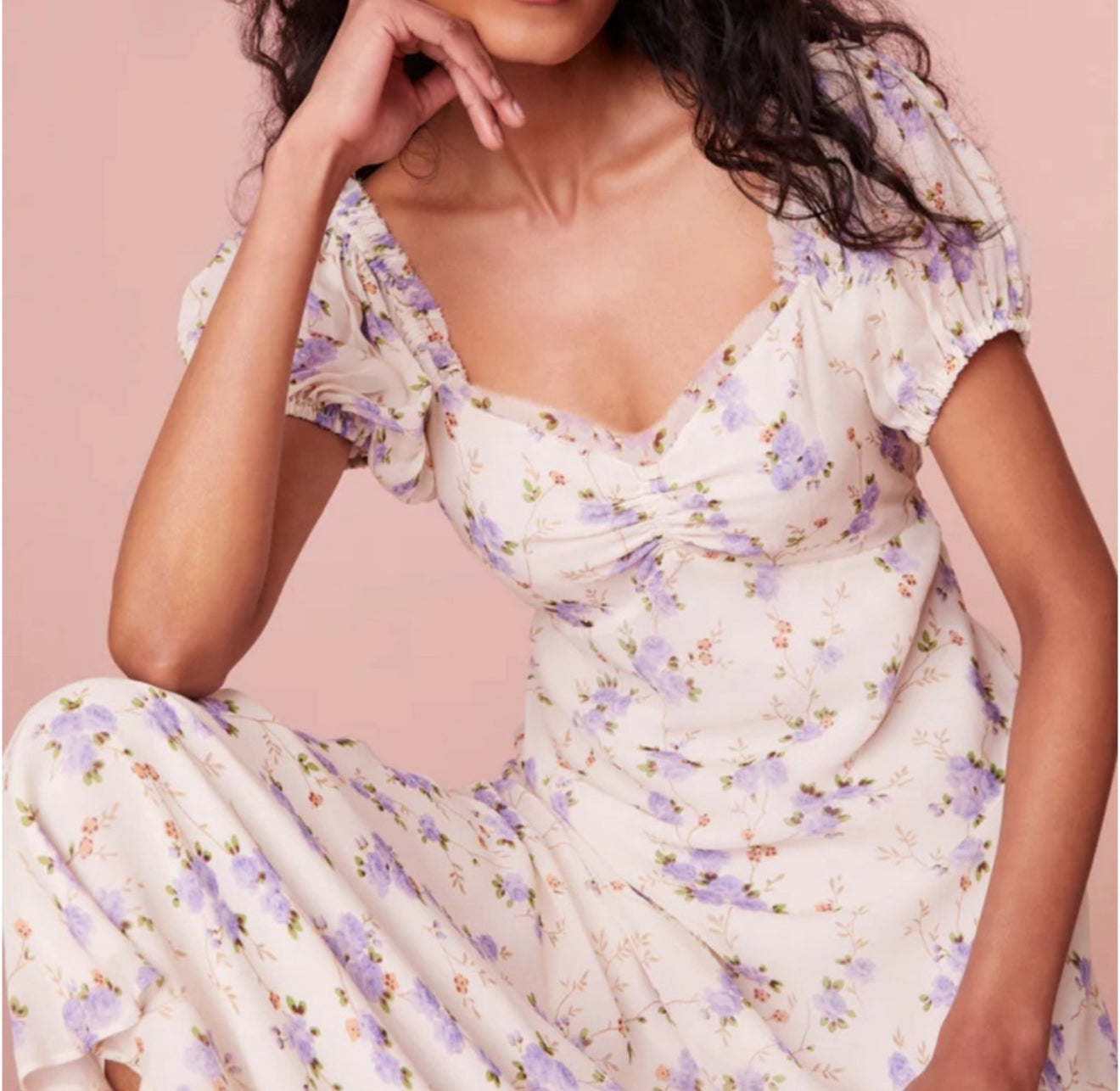 LoveShack Madara Floral Dress - Dusty Lavender