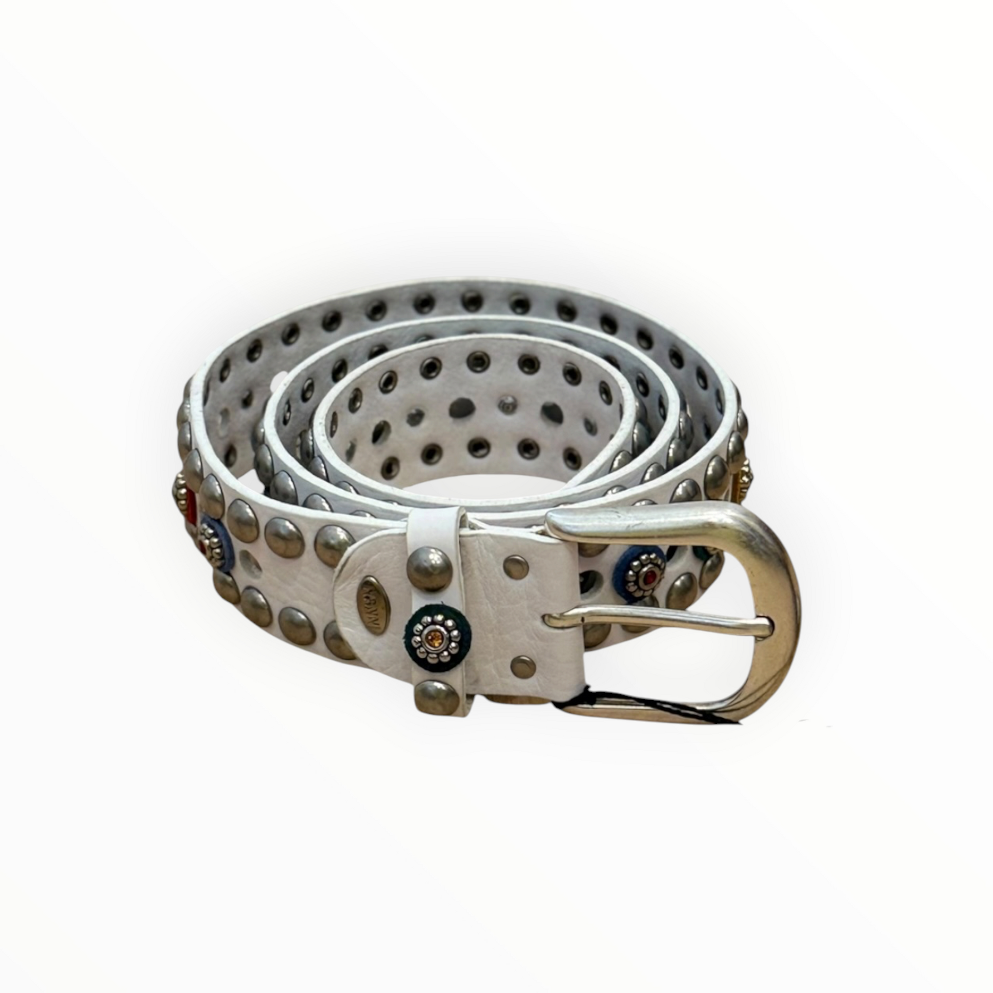 Nanni Milano Studded Belt - White Multi