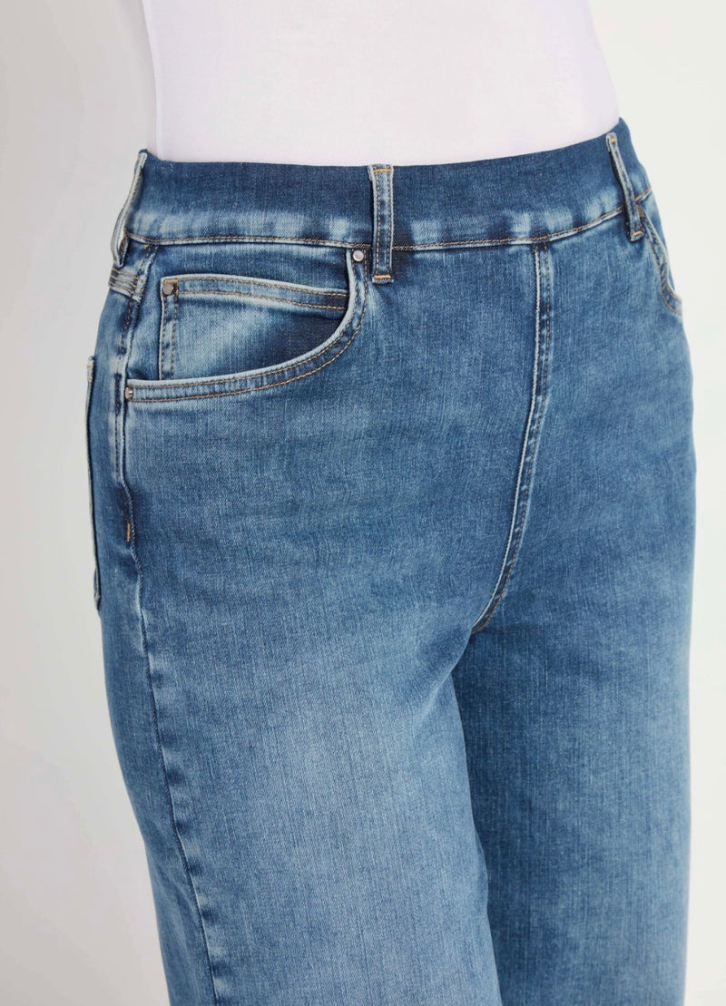 Lyssé Sylvia Wide Leg Premium Denim - Hi-Low Mid Wash (28" Inseam)
