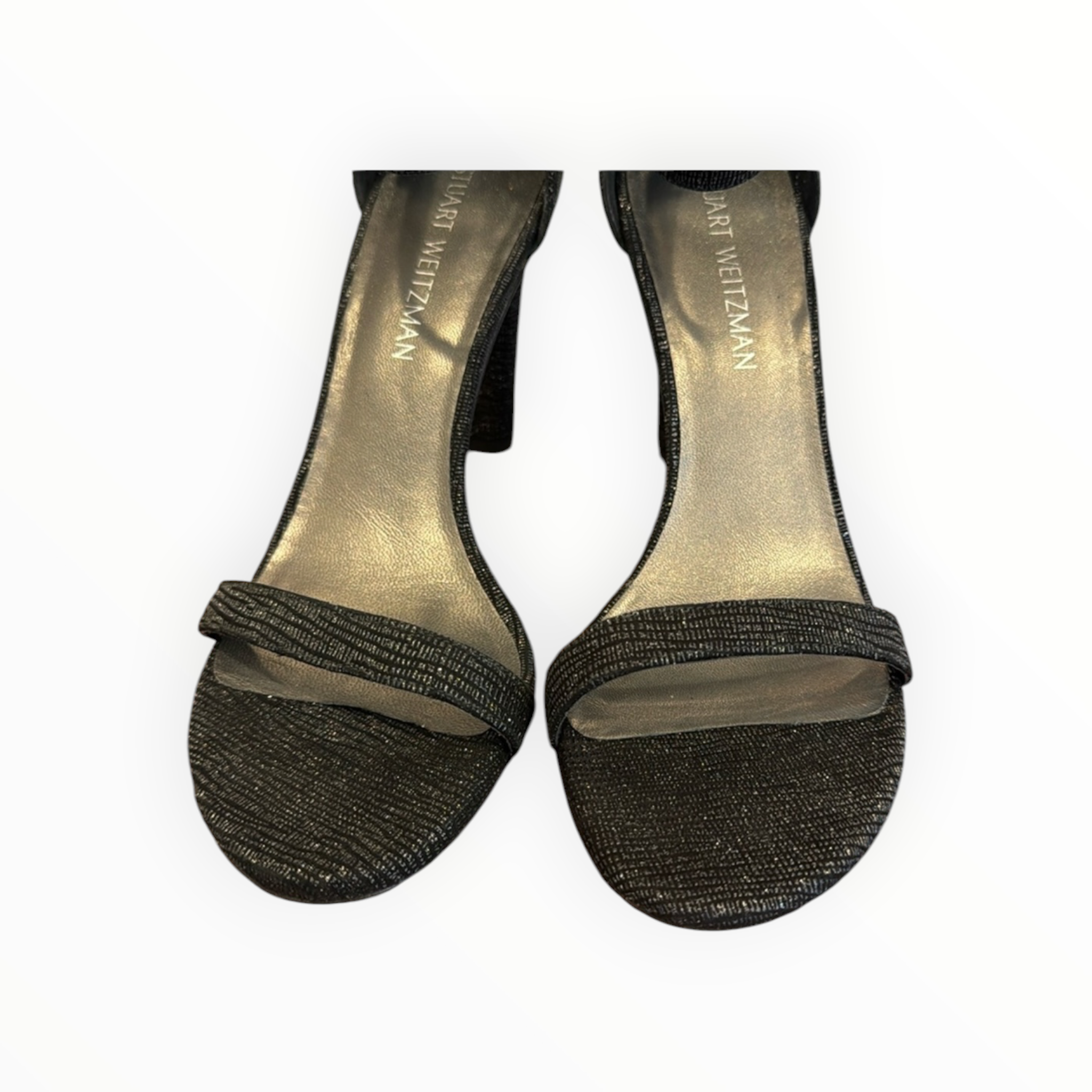 Stuart Weitzman Croc Embossed Walkaway Heel - Black