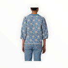 Shoshanna Embroidered Lizzie Top - Chambray Ivory