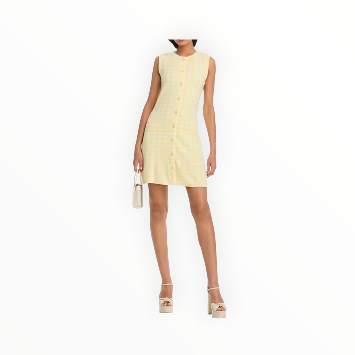 525 America Ember Button Front Sleeveless Dress - Lemon