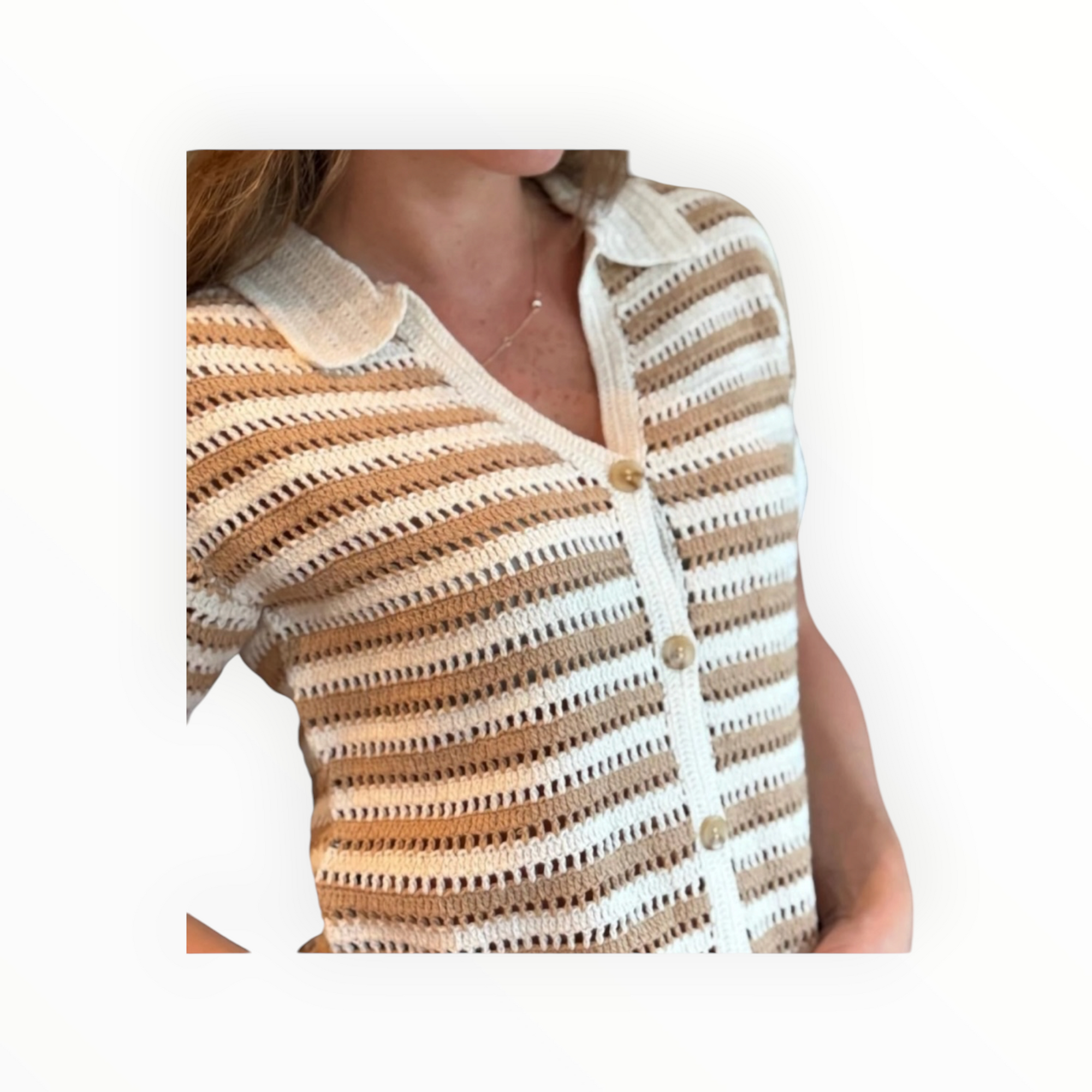 Red Haute Cropped Camp Shirt - Sand