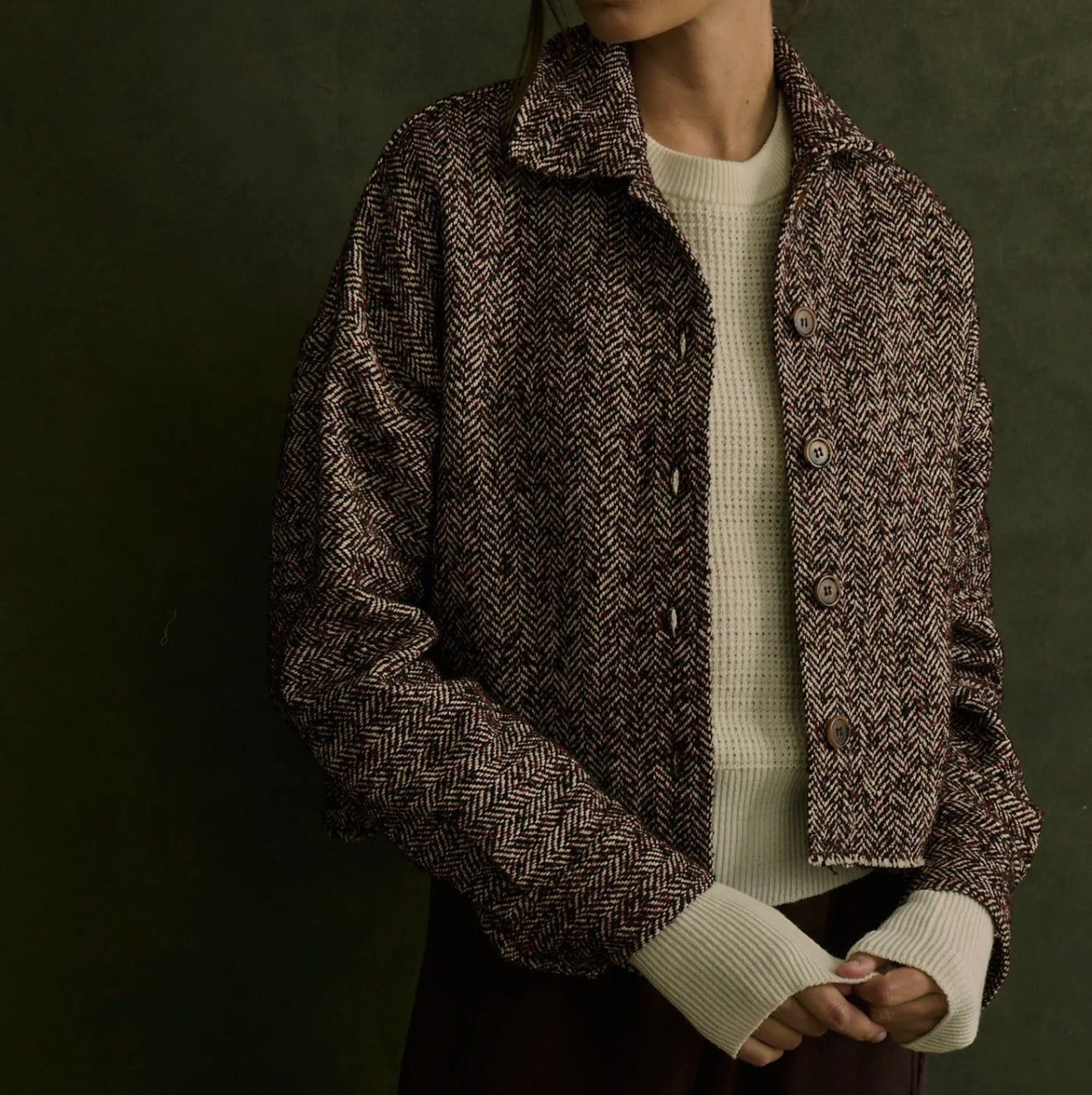 Pharaoh Esme Shirt in Herringbone - Burgundy