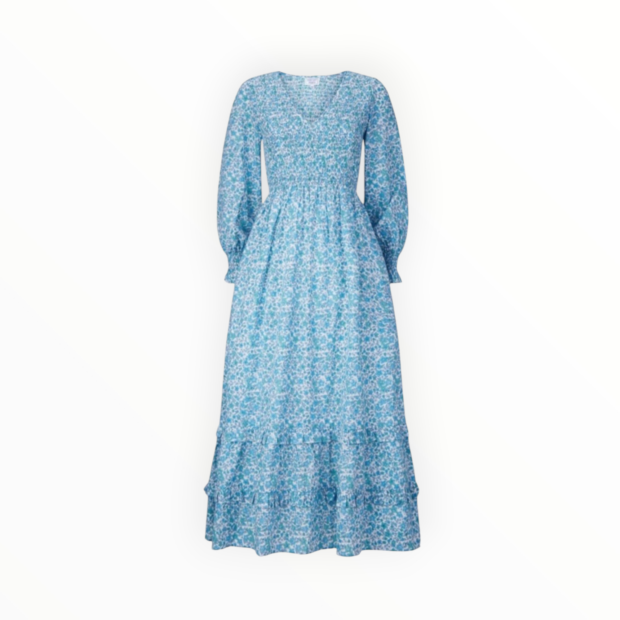 Pink City Prints Isabel V Neck Dress - Mint Hyacinth
