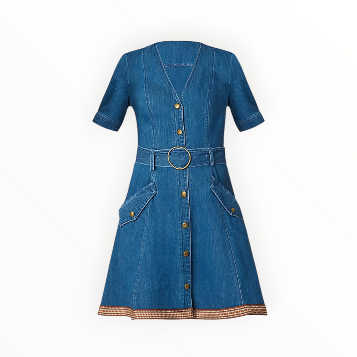 Shoshanna Classic Wash Denim W/Trim Payton Dress