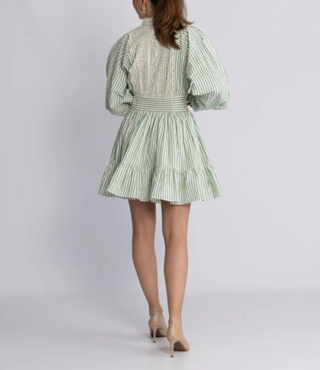 byTiMo Seersucker Mini Dress - Green Stripe