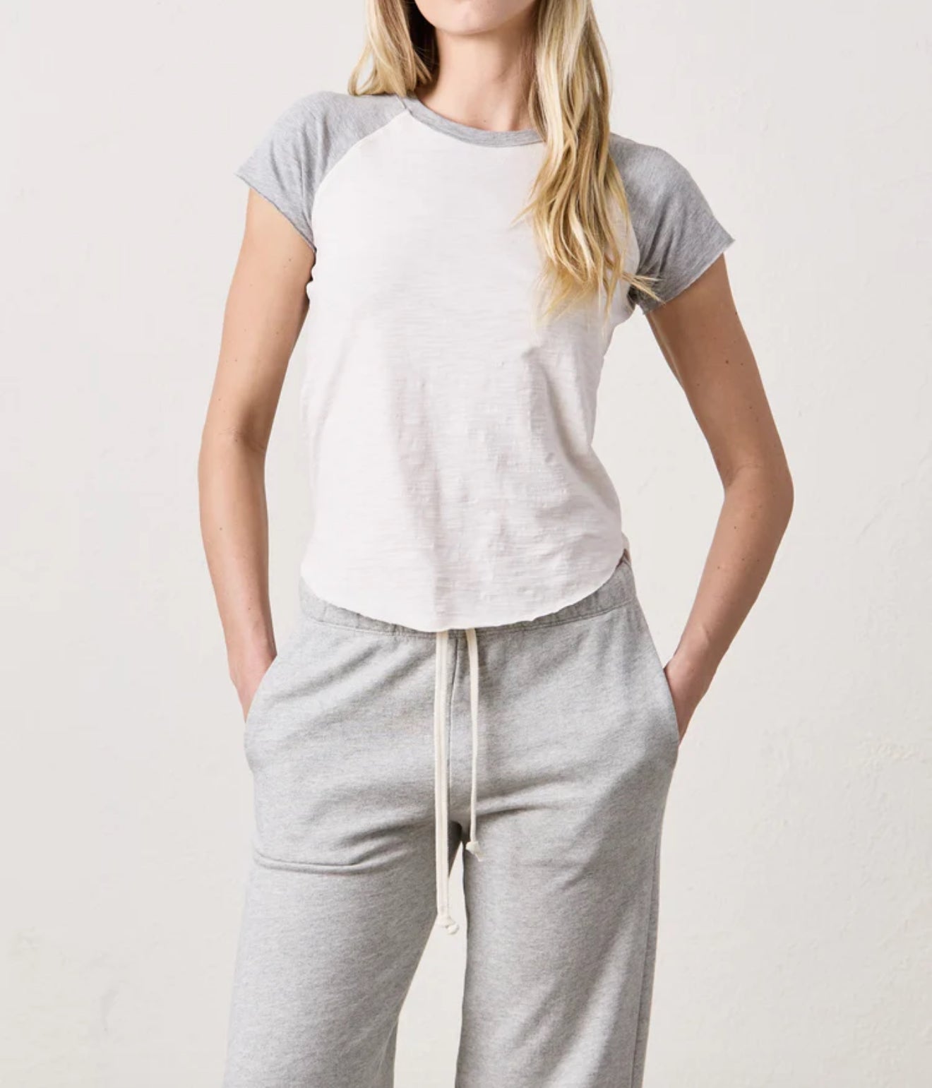 NSF Tommy Slub Jersey Raglan Tee - Ivory/Heather Grey