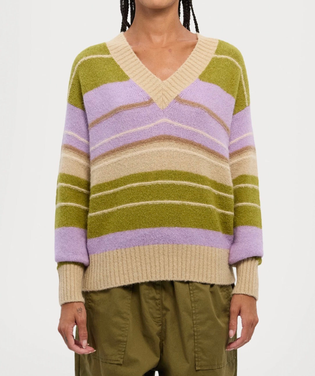 Weekend Max Mara Visita Pinstripe Jumper - Lilac Multi