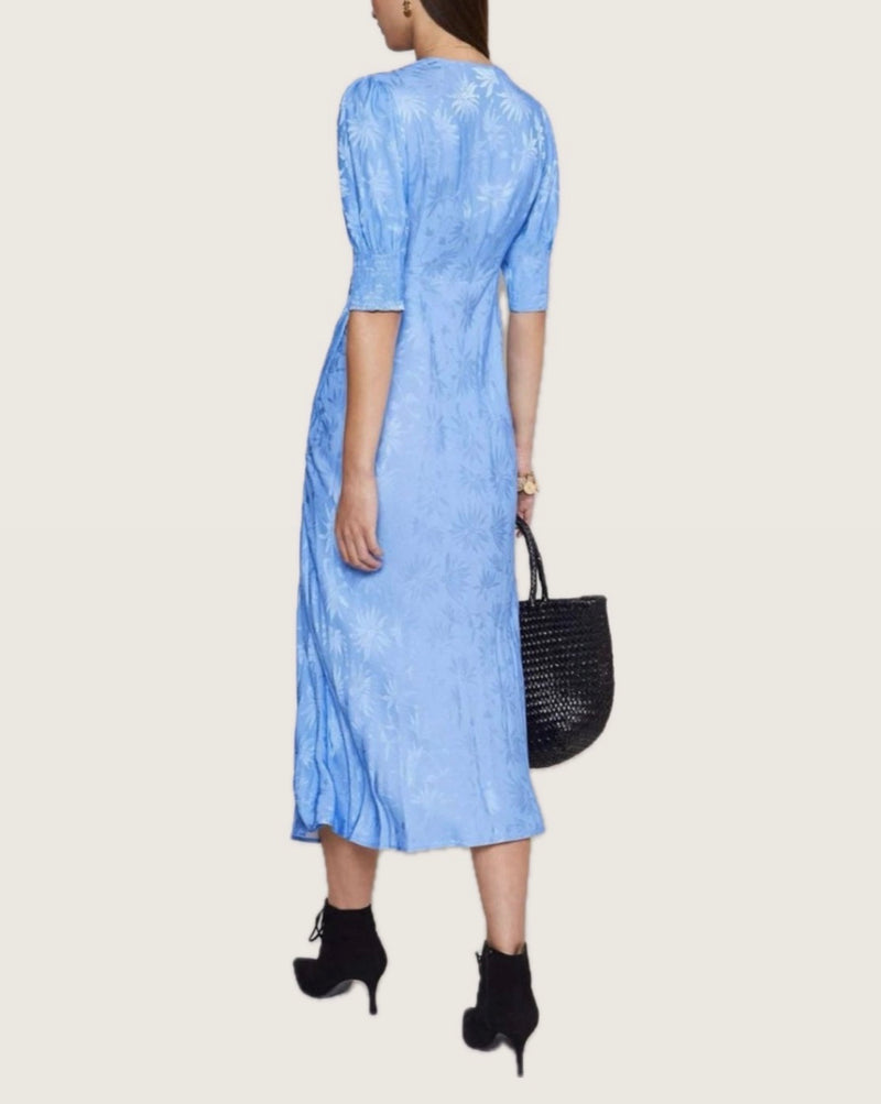 RIXO Zadie Dress - Daisy Jacquard Blue