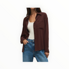 Z Supply Alfie Button Up Shirt - Chocolate Cherry