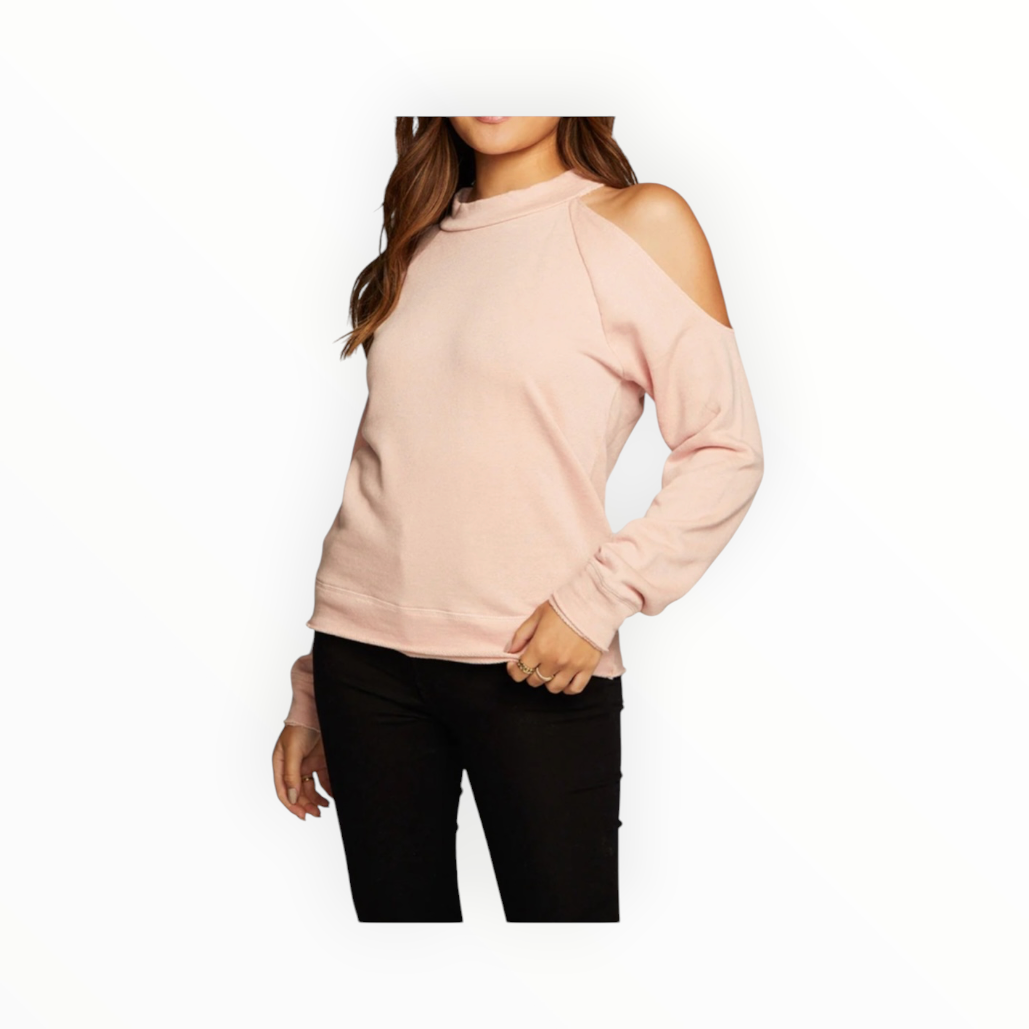 Chaser Linen French Terry Vented Shoulder Raglan Pullover - Pink