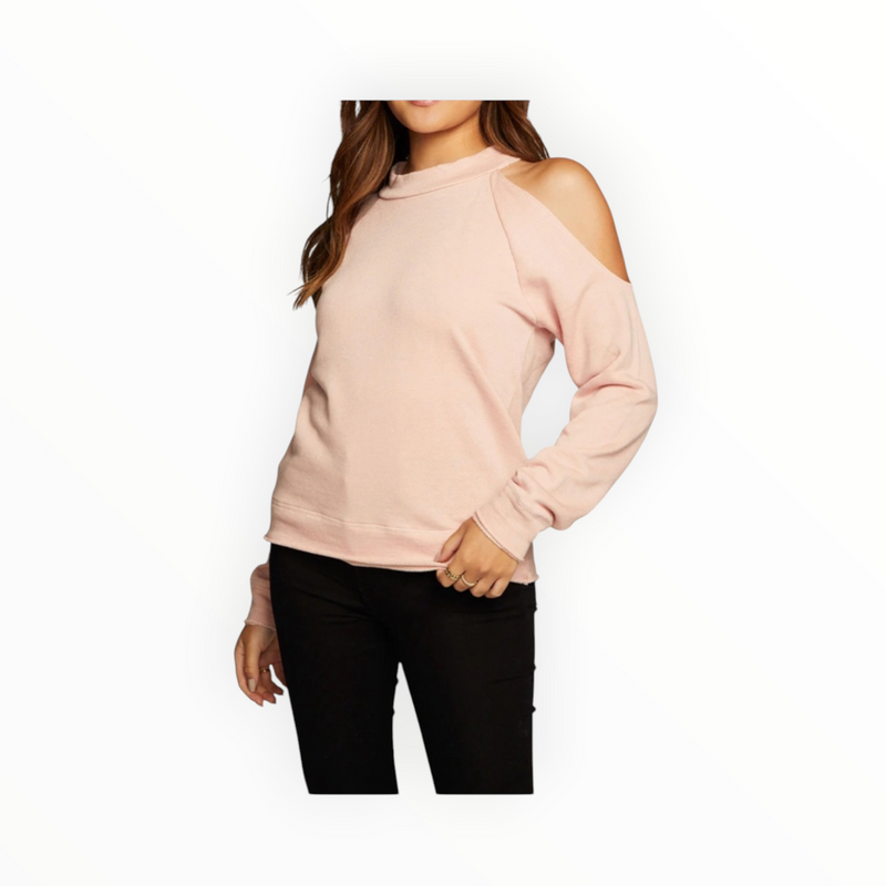 Chaser Linen French Terry Vented Shoulder Raglan Pullover - Pink