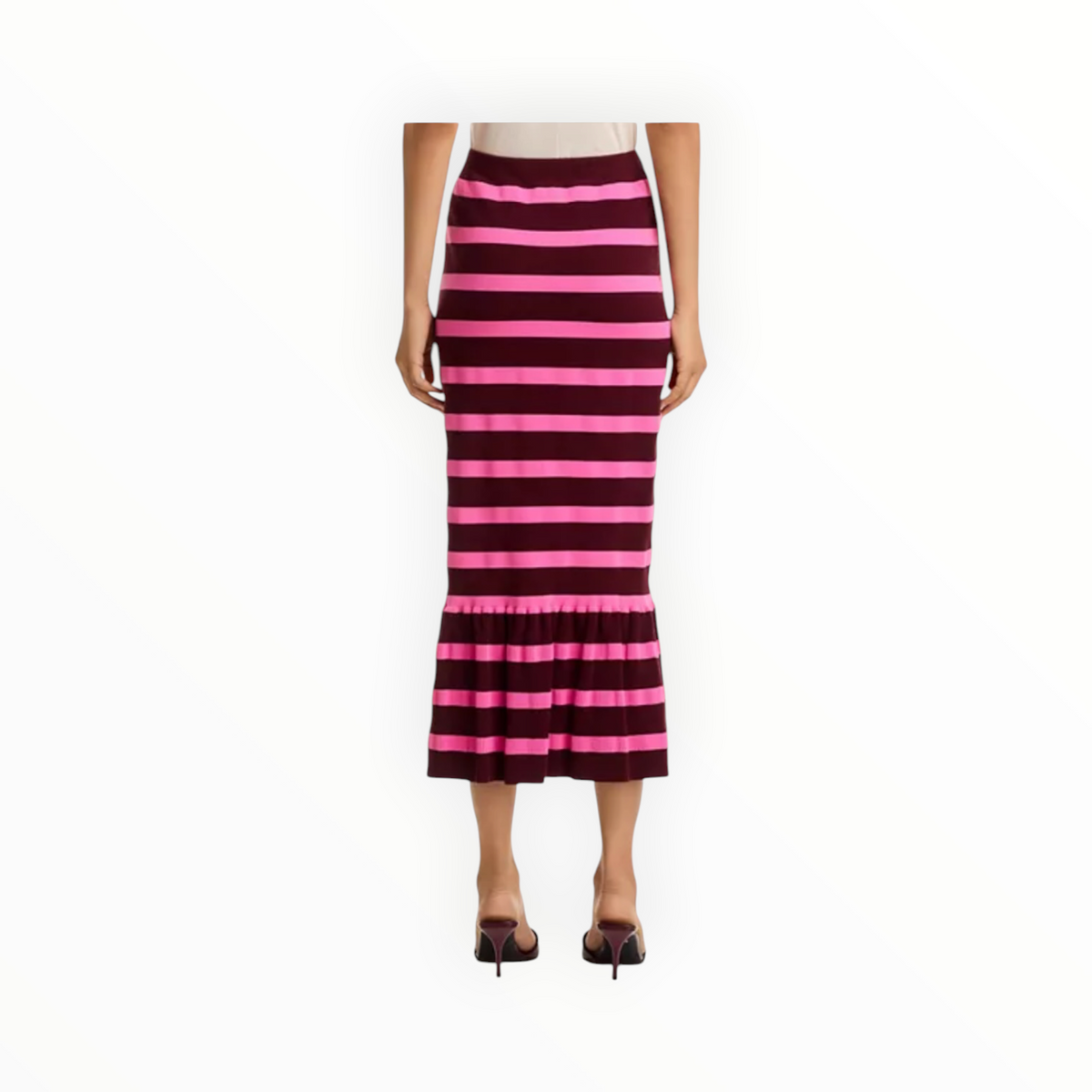 Essentiel Antwerp Iluminous Striped Knit Skirt - Margot Mauve