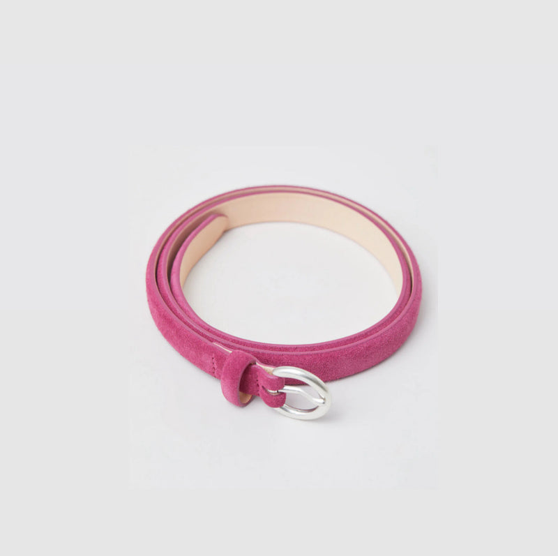 Closed Suede Belt - Raspberry Pink