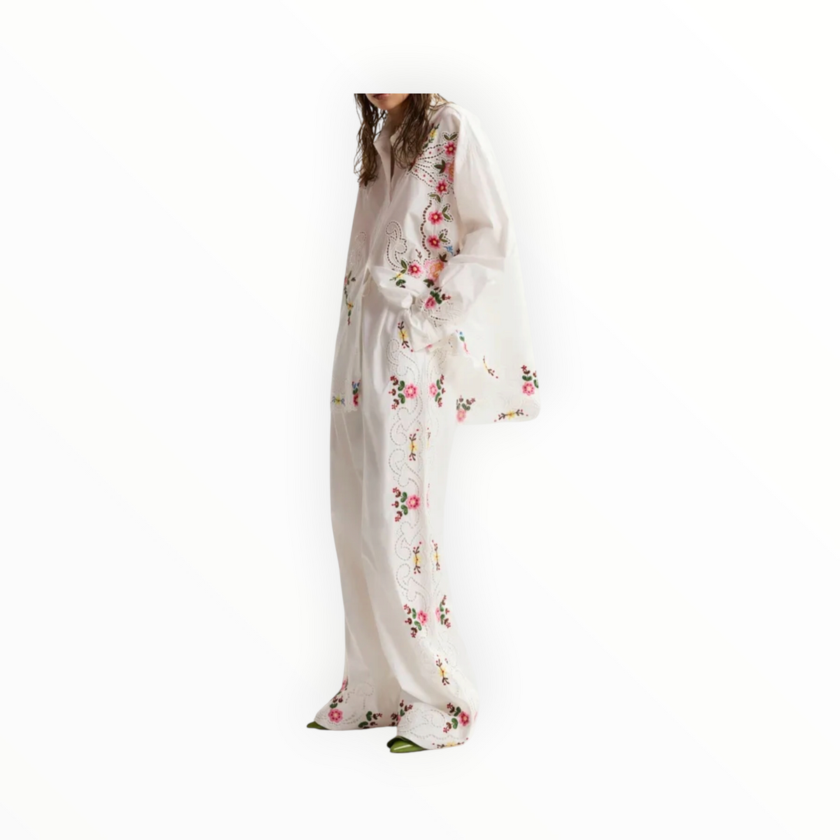 Essentiel Antwerp Janai Embroidered Pants - White