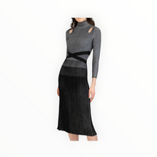 Shoshanna Berry Metallic Ribbed Cutout Dress