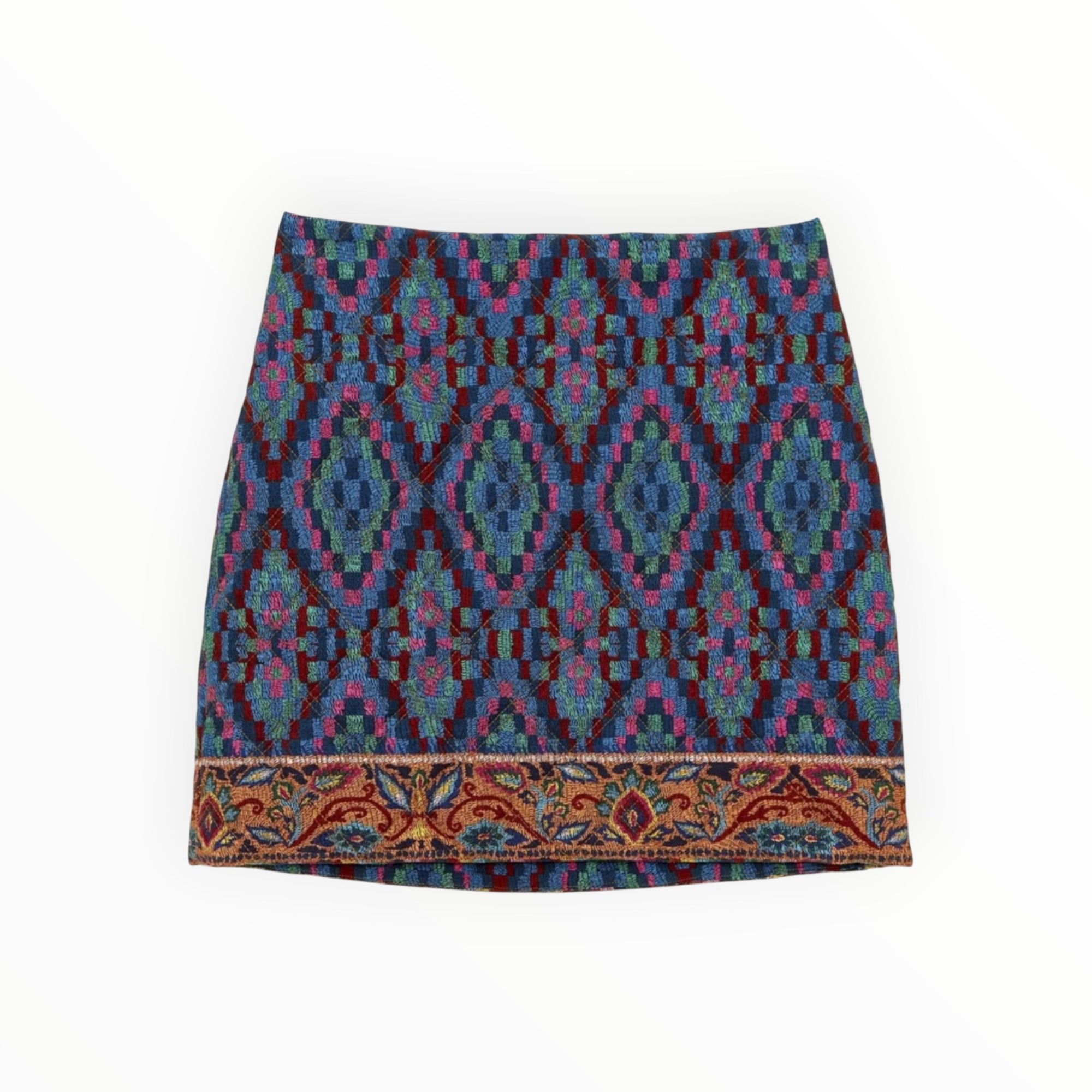 Farm Rio Tapestry Scarf Mini Skirt - Blue