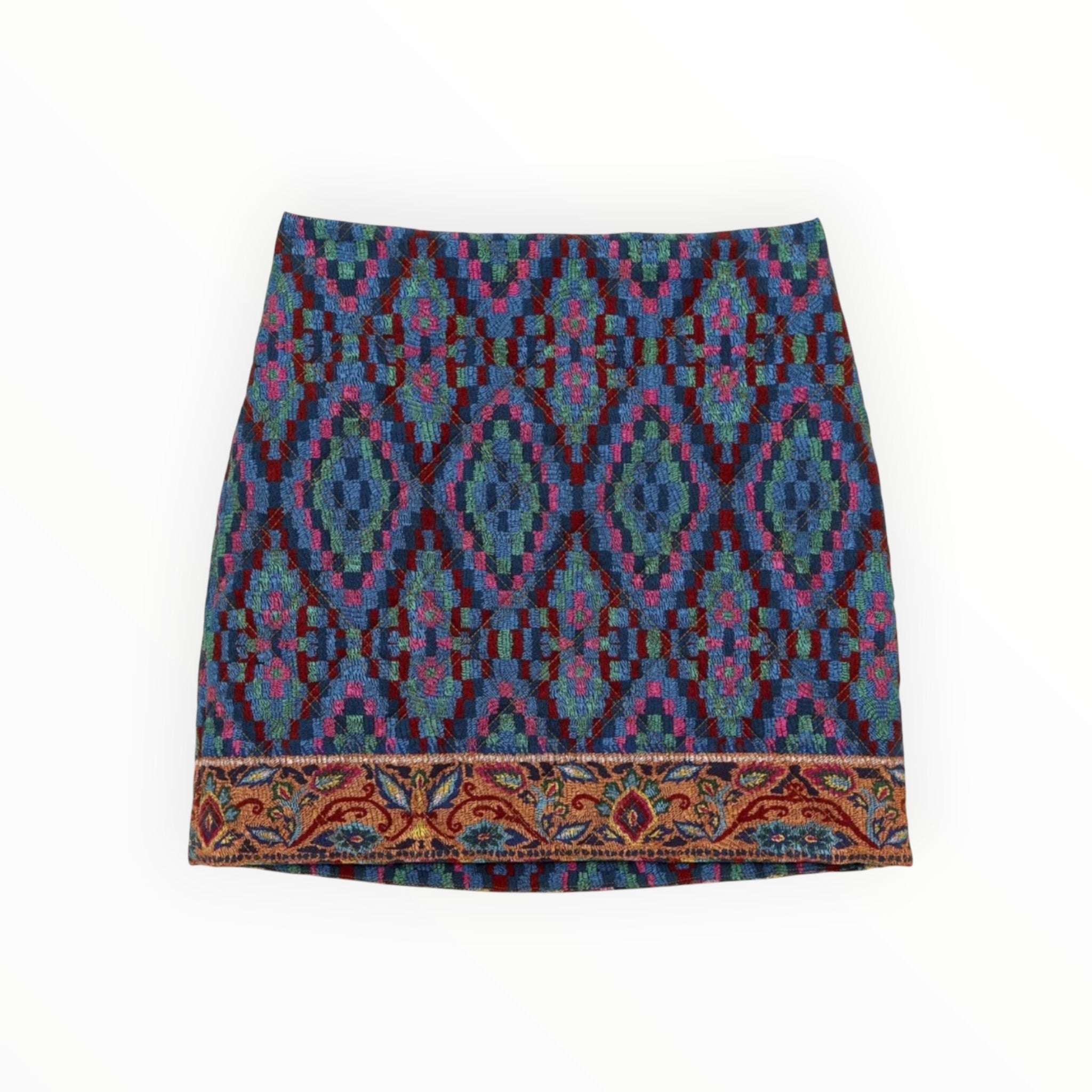 Farm Rio Tapestry Scarf Mini Skirt - Blue