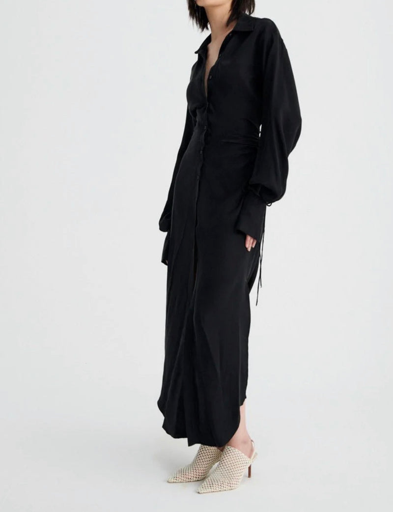 SUBOO Halley Maxi Shirt Dress - Black