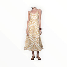 Greylin Layla Scarf Print Midi Dress - Brown/Yellow