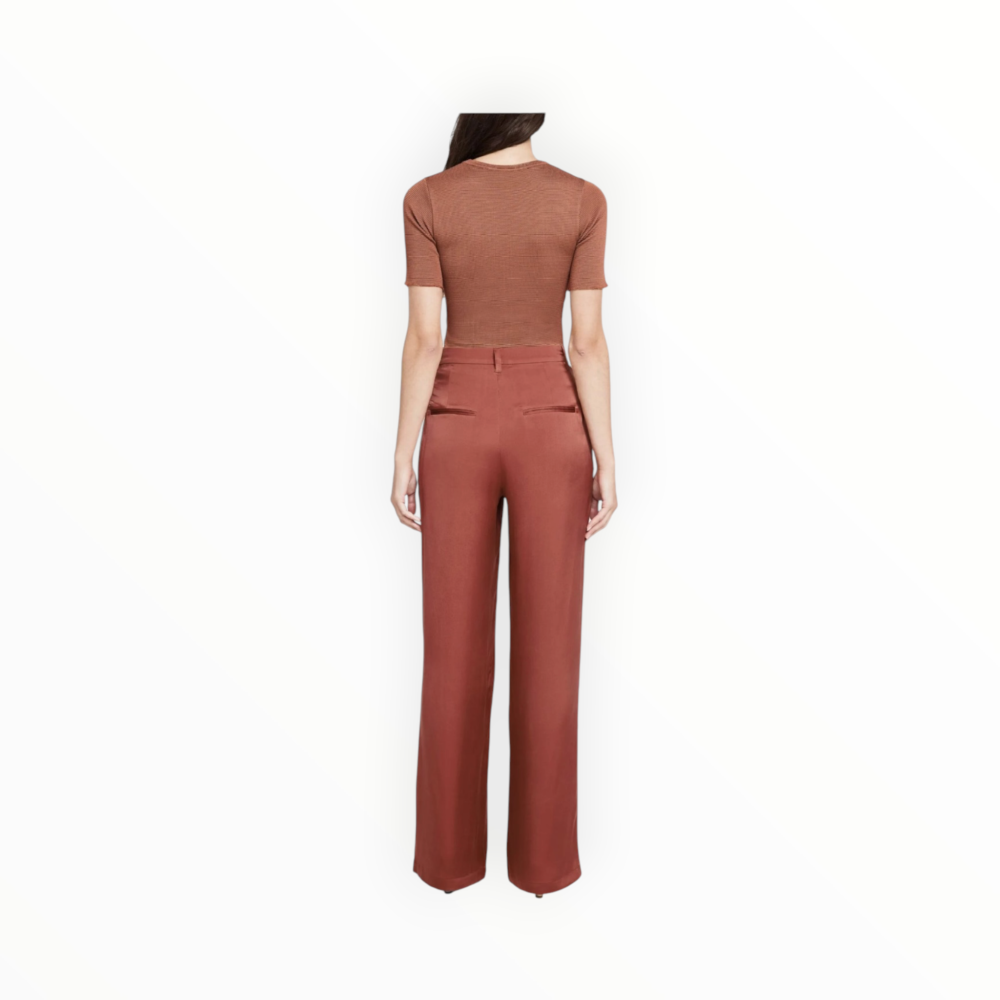 Anine Bing Carrie Silk Trousers - Terracotta