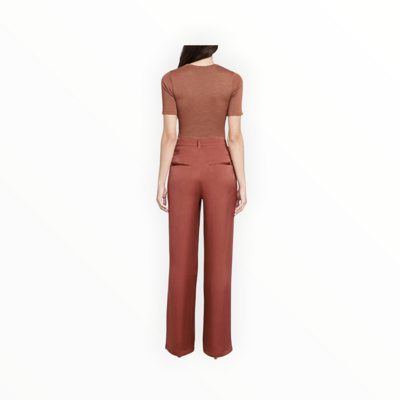 Anine Bing Carrie Silk Trousers - Terracotta