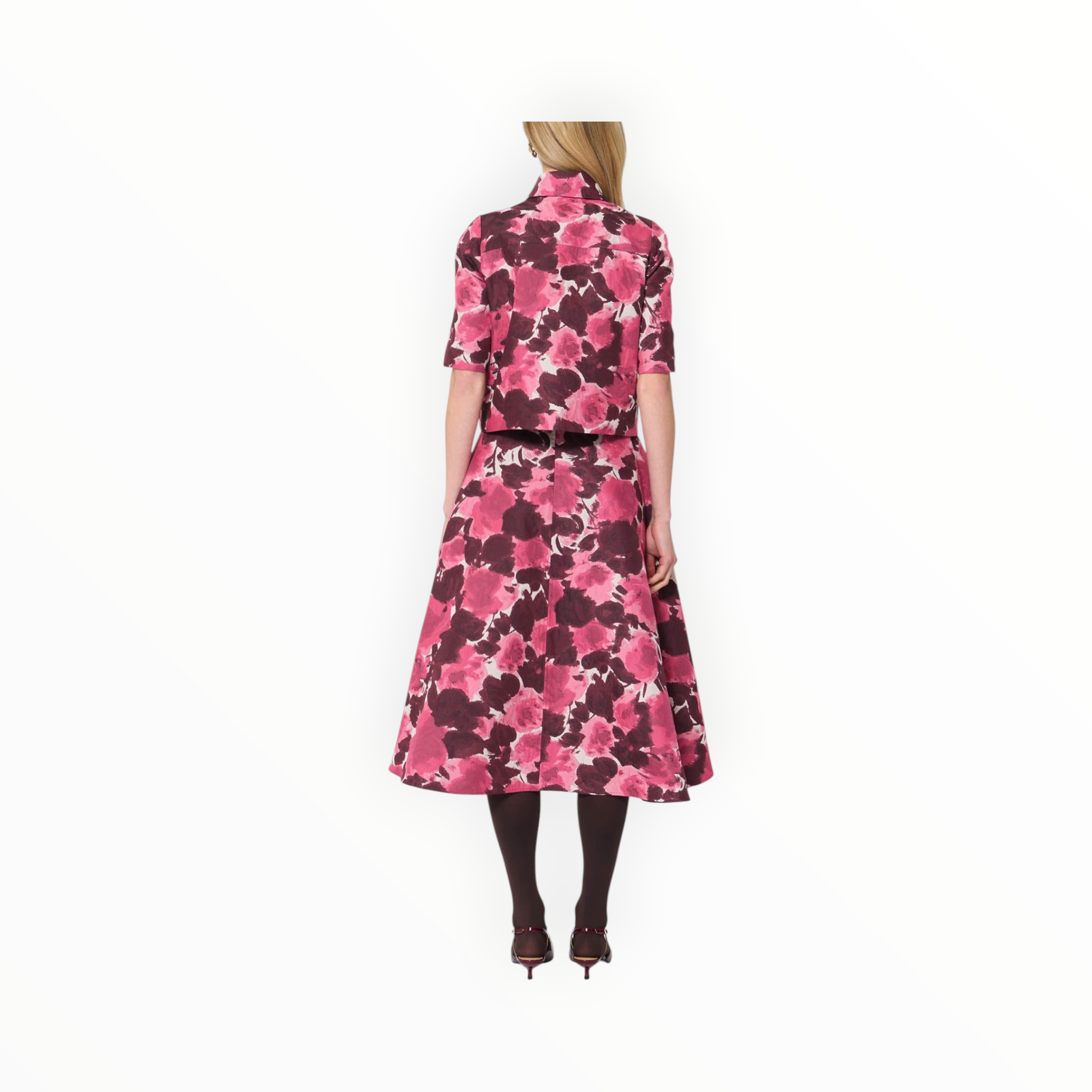Tara Jamon Carolane Shirt - Ecru Jacquard Floral