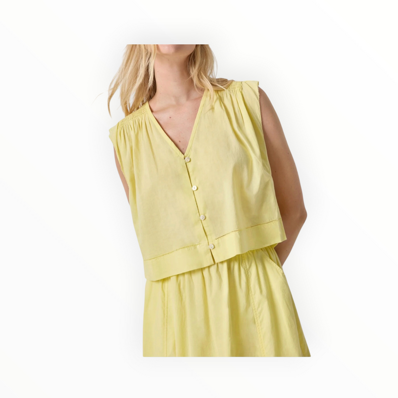 LILLA|P Smocked Shoulder V-Neck - Lemon