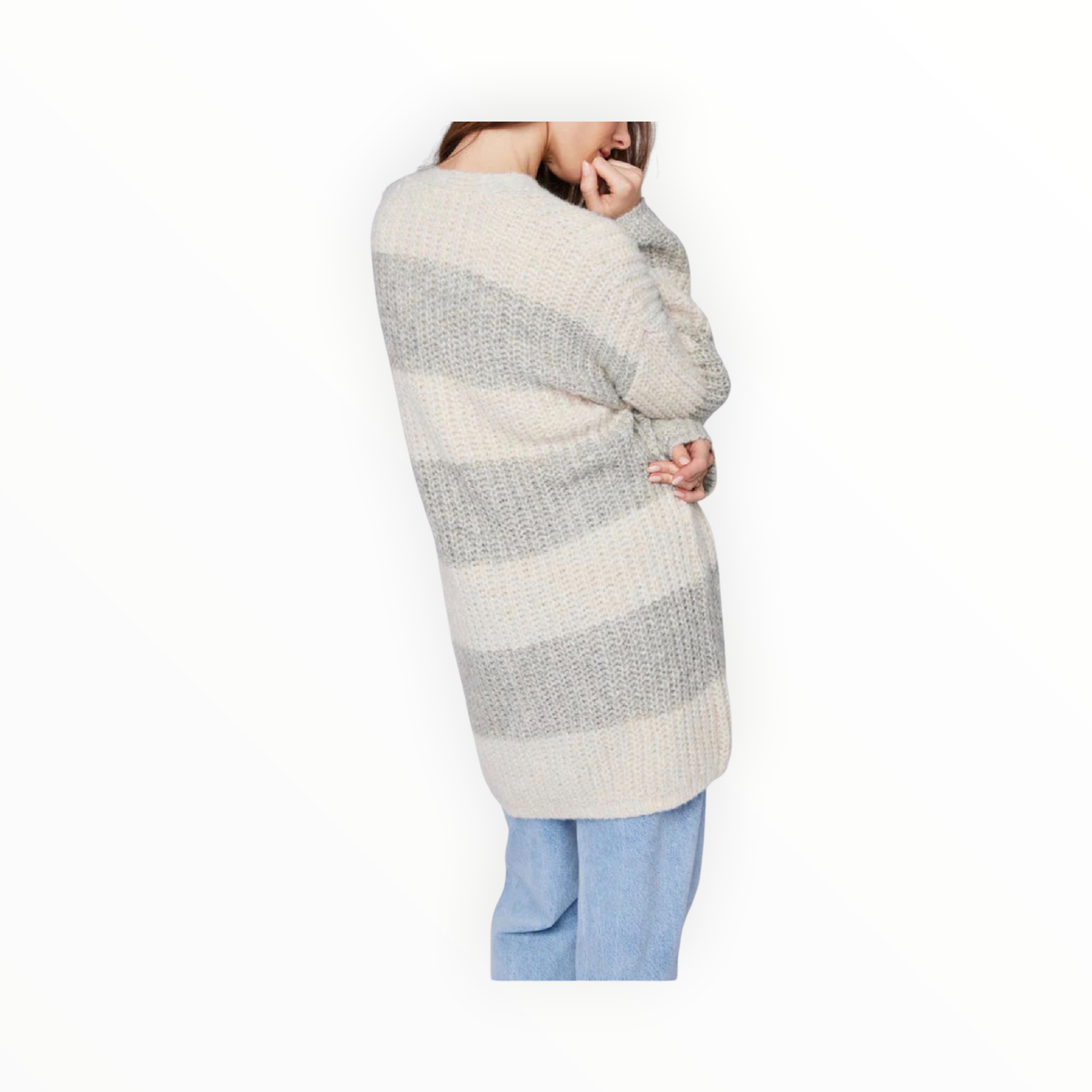 Gentle Fawn Enid Oversized Striped Cardigan - Heather Taupe