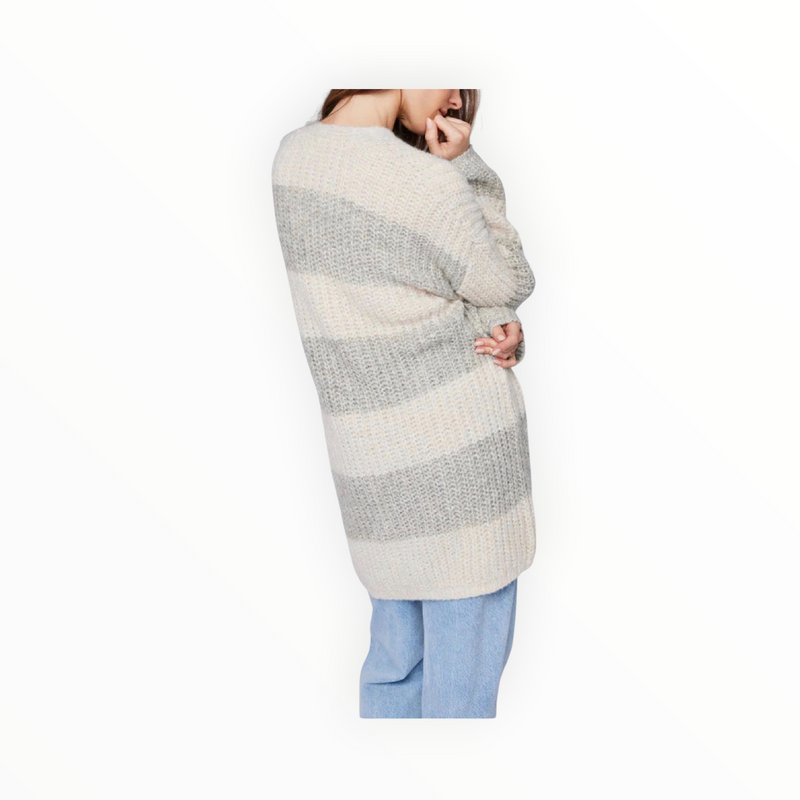 Gentle Fawn Enid Oversized Striped Cardigan - Heather Taupe