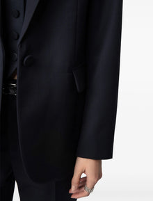 Zadig & Voltaire Valse Single Breasted Wool Blazer - Encre