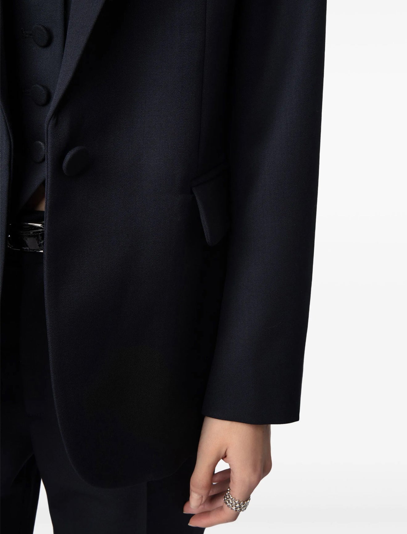 Zadig & Voltaire Valse Single Breasted Wool Blazer - Encre