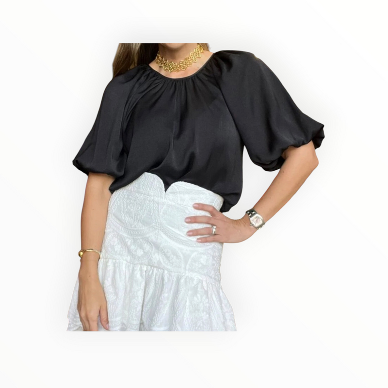 Greylin Nadia Balloon Sleeve Blouse - Black