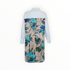 THEO The Label Echo Iris Print Back Shirtdress - Etherlight Bloom