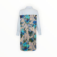 THEO The Label Echo Iris Print Back Shirtdress - Etherlight Bloom