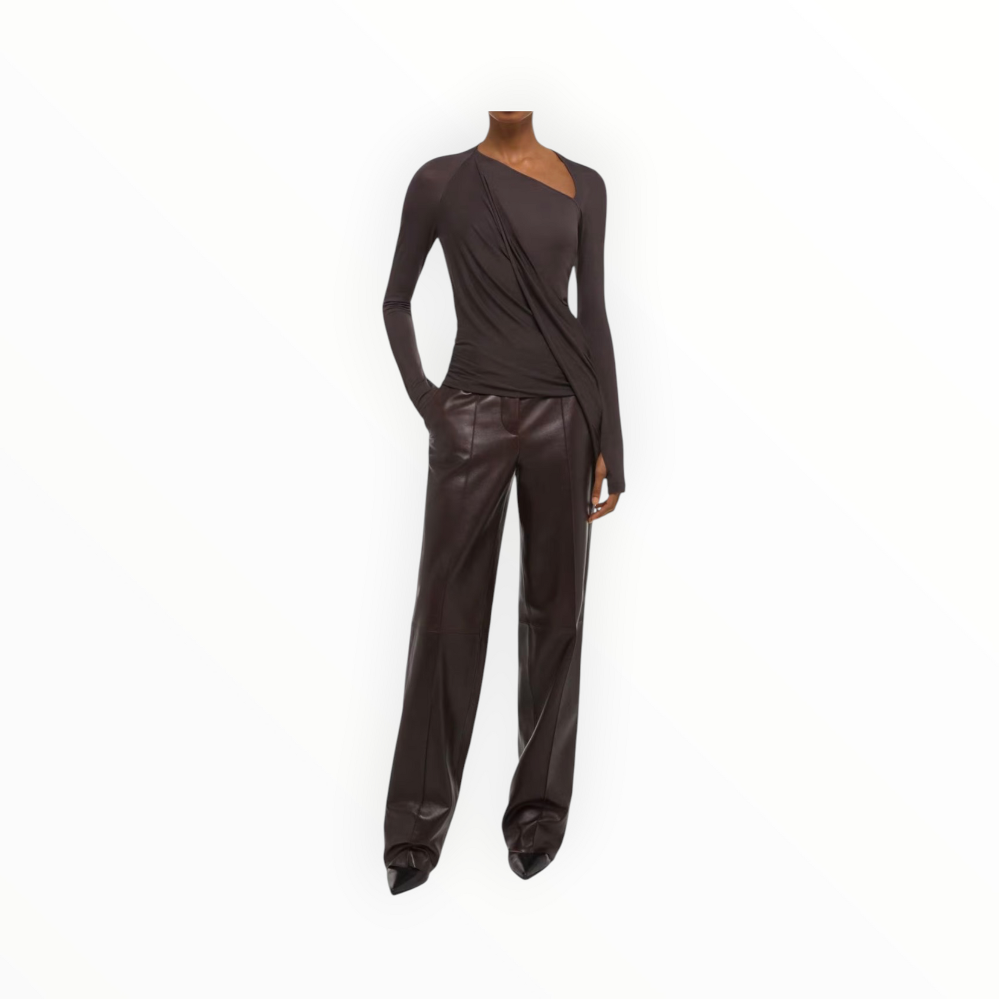 Helmut Lang Twisted Long Sleeve Shirt - Dark Roast