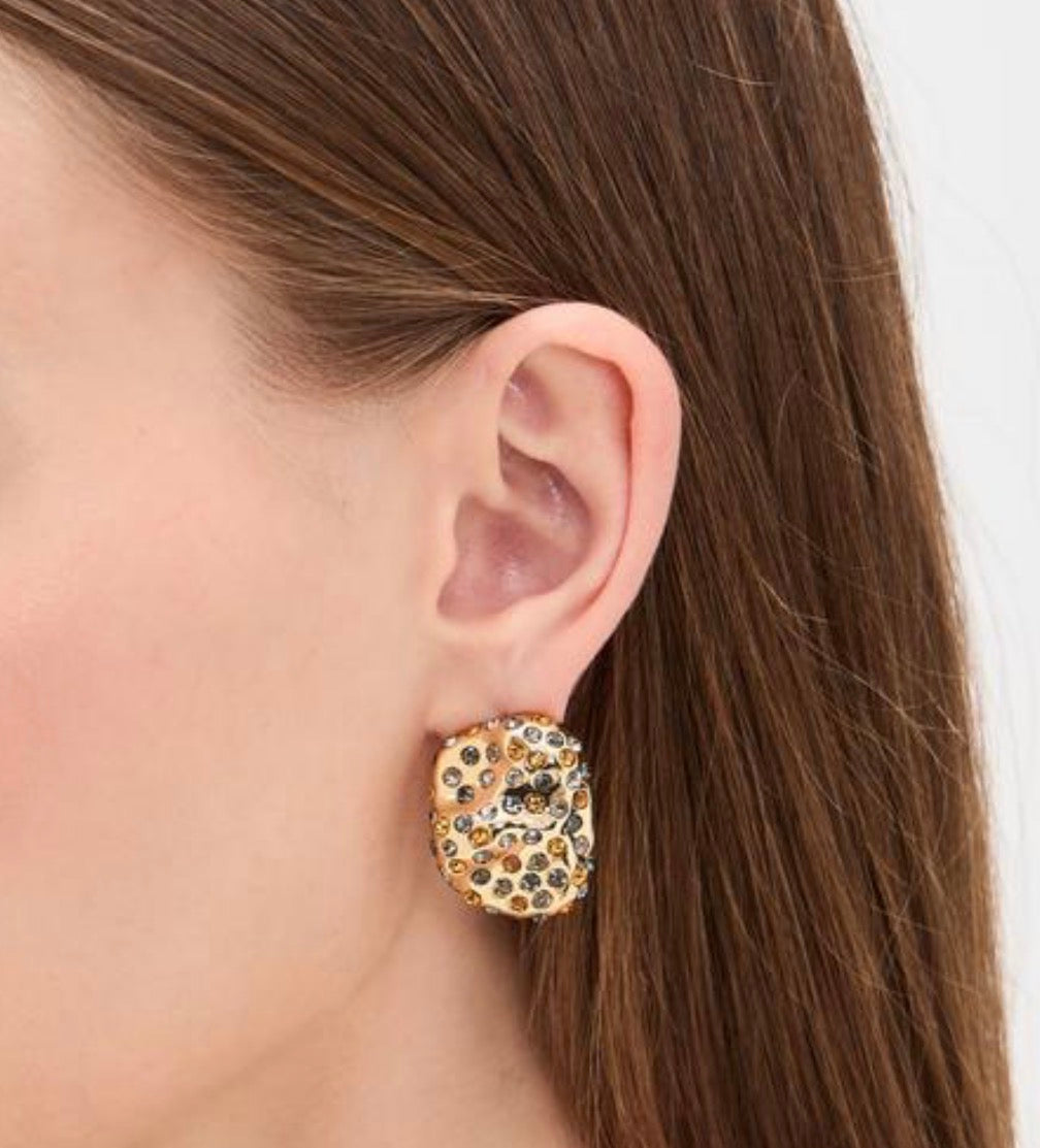 Lele Sadoughi Pave Rock Earrings - Smokey Quartz