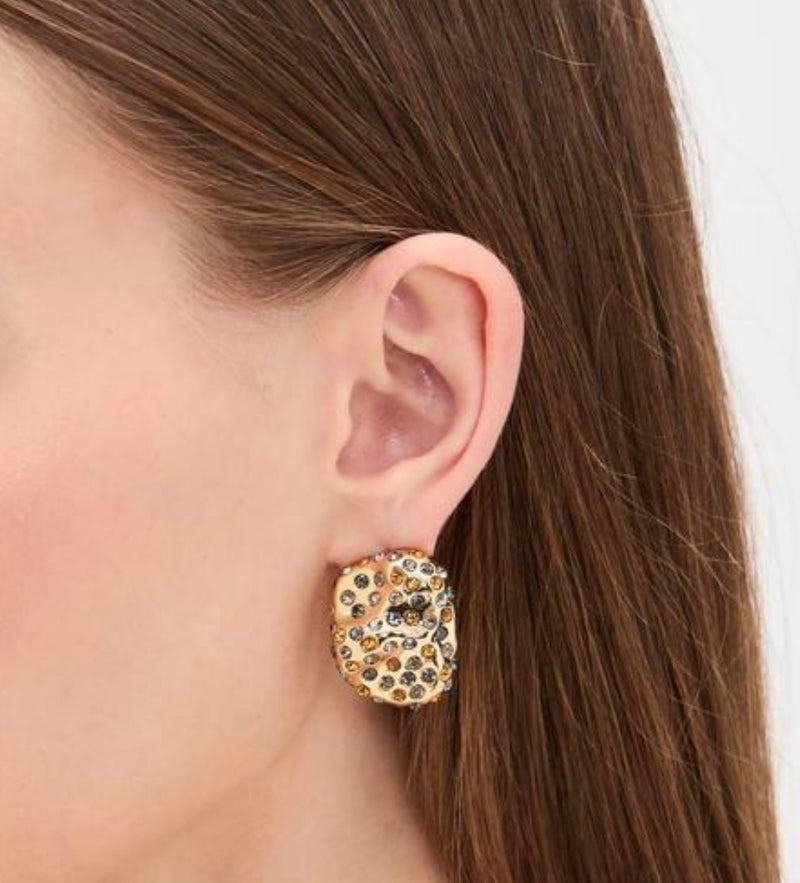 Lele Sadoughi Pave Rock Earrings - Smokey Quartz