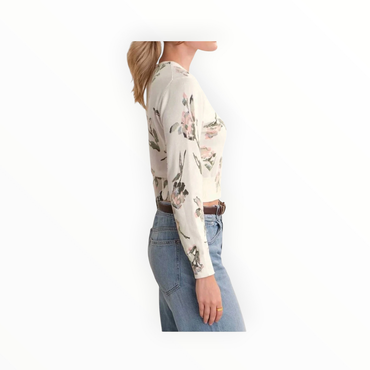 525 America Aster Floral Cardigan - Chalk Combo