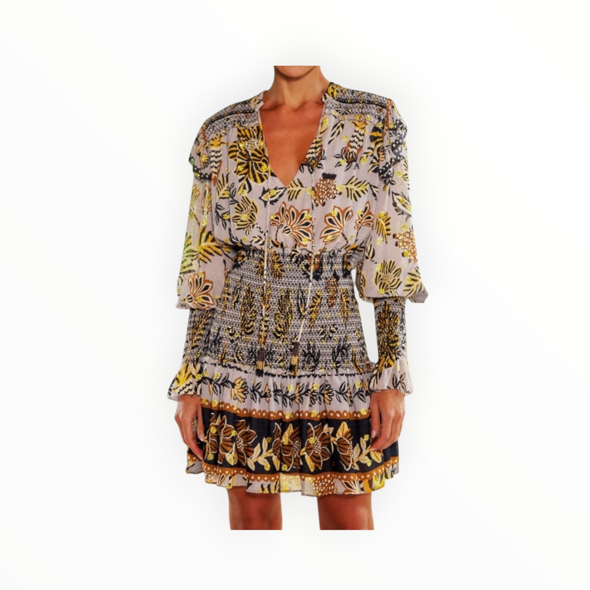 Farm Rio Floral Tapestry Mini Dress - Silver