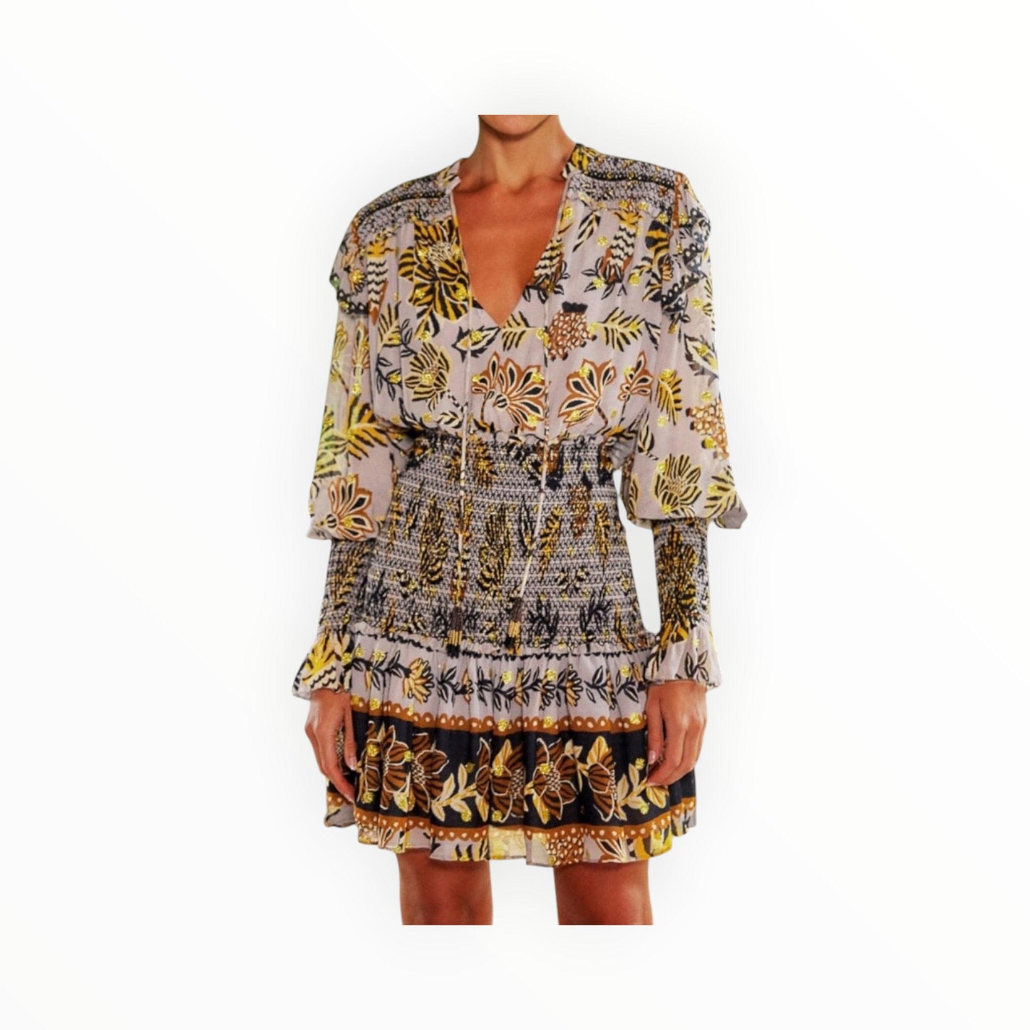Farm Rio Floral Tapestry Mini Dress - Silver