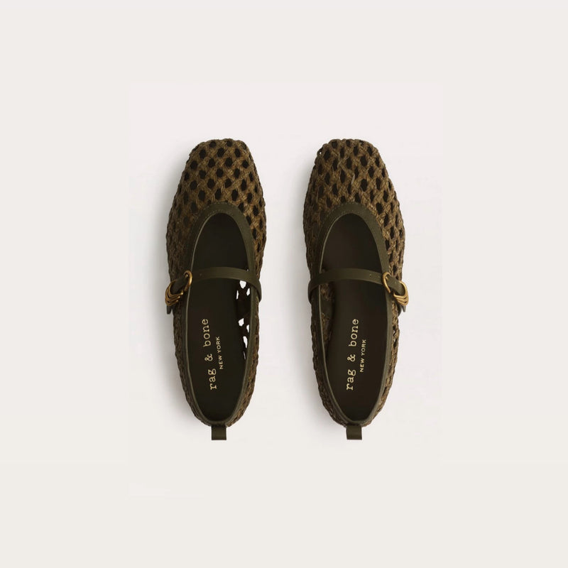 rag & bone Spire Woven Mary Janes - Loden Woven