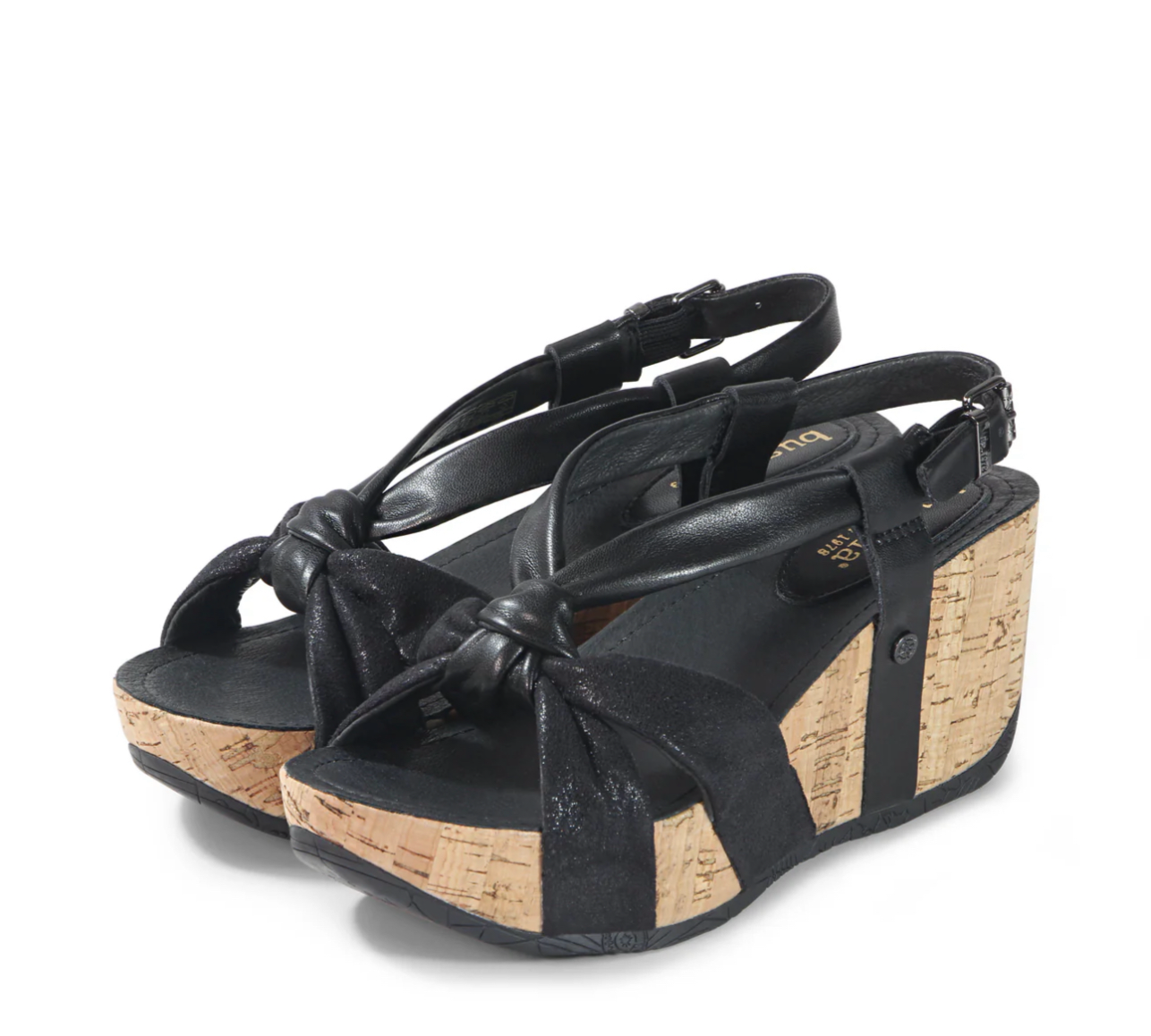 bussola Formentera Cross Straps Wedge Sandals (Nero)