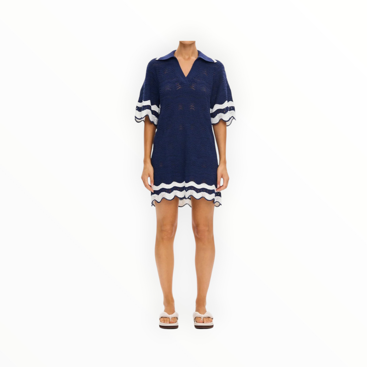 Kivari Camille Knit Mini Dress - Navy/White