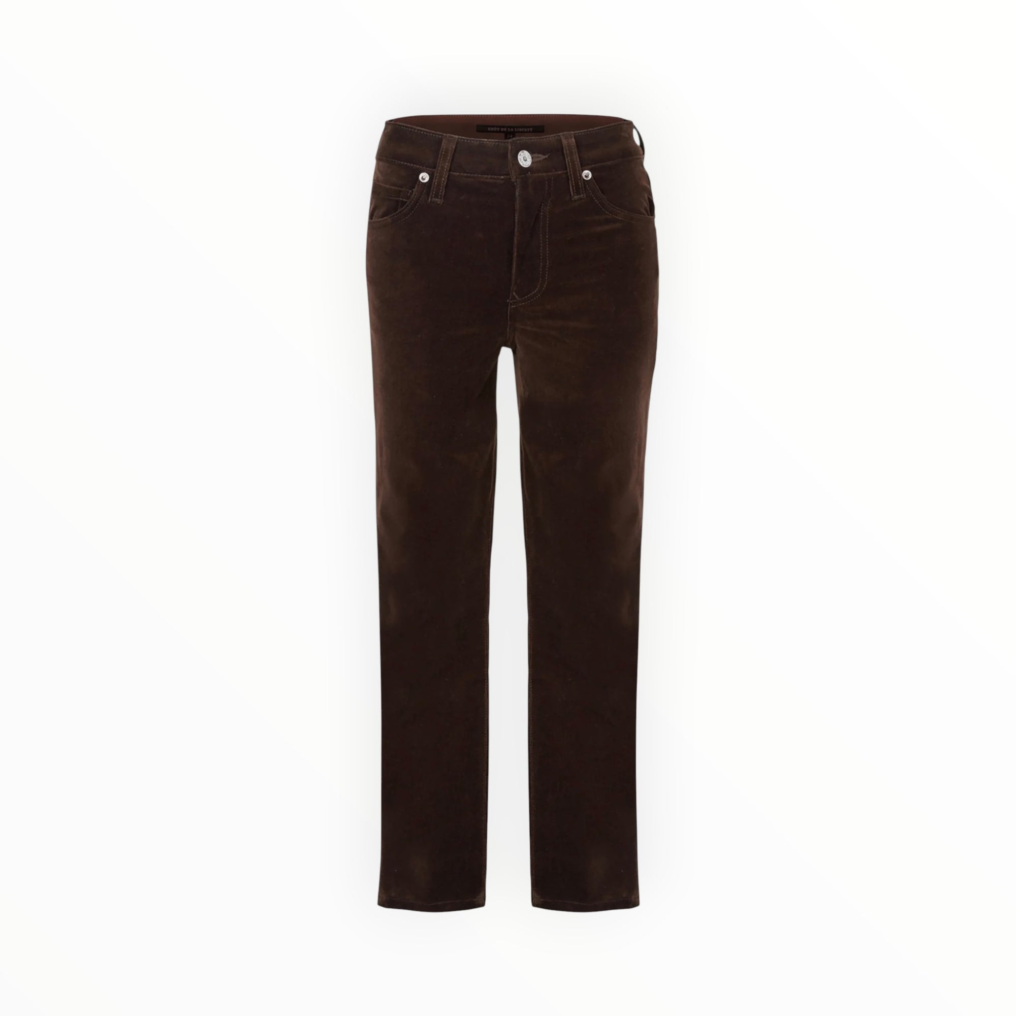 Coût De La Liberté Candice/Stretch Velvet Cropped Skinny - Chocolate