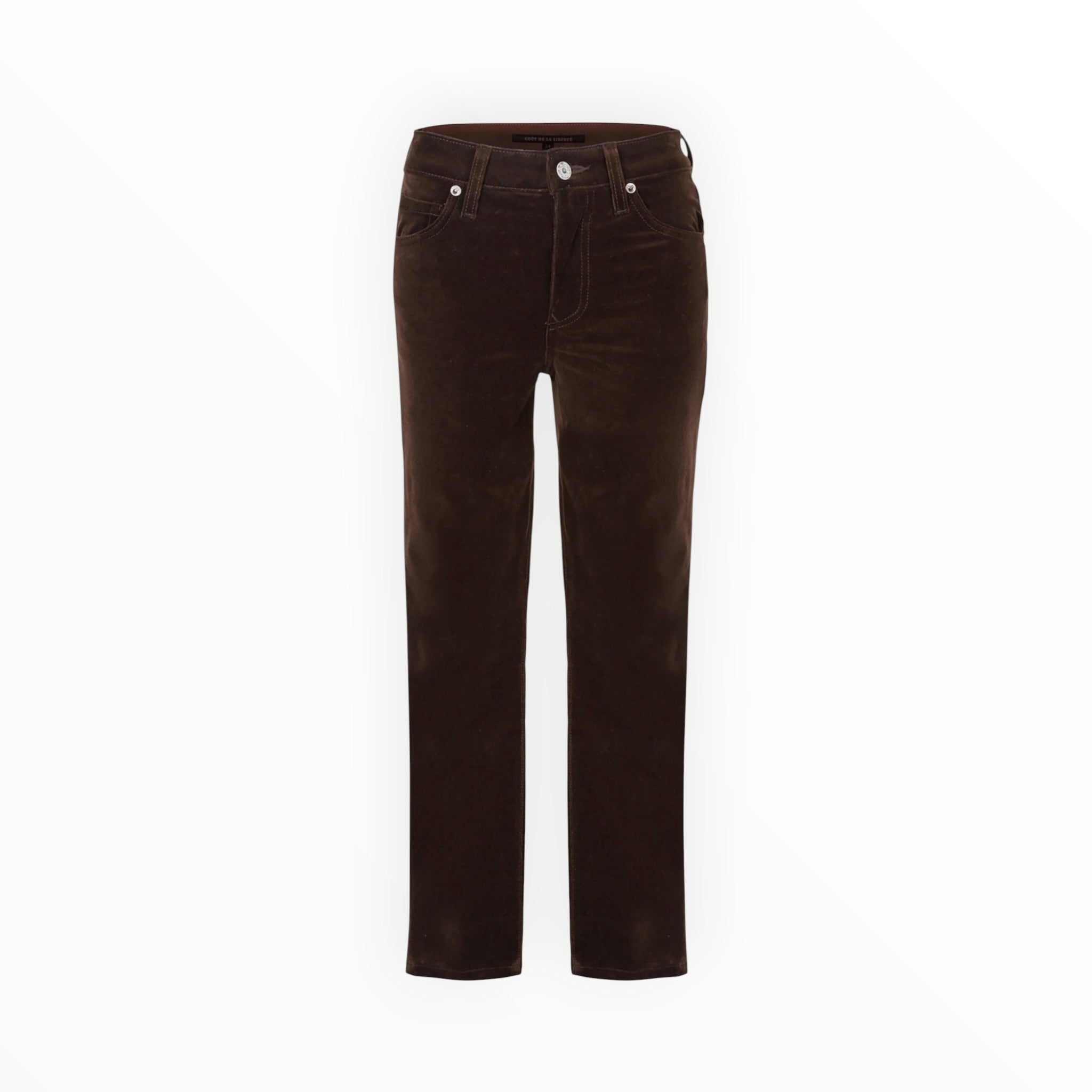 Coût De La Liberté Candice/Stretch Velvet Cropped Skinny - Chocolate