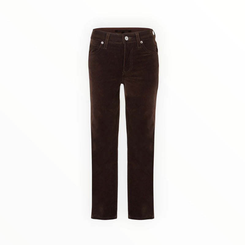 Coût De La Liberté Candice/Stretch Velvet Cropped Skinny - Chocolate